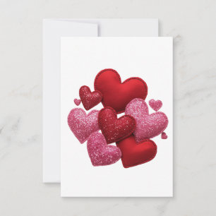 Minimalist Aesthetic Red Hearts Pattern Thank You Card