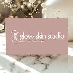 Minimalist Aesthetician Logo Skincare Blush Pink Business Card