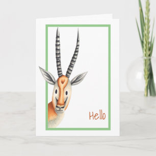 Minimalist African Antilope Personalised Hello Card