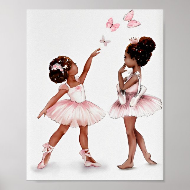 Minimalist afro black ballerina modern illustrate  poster (Front)