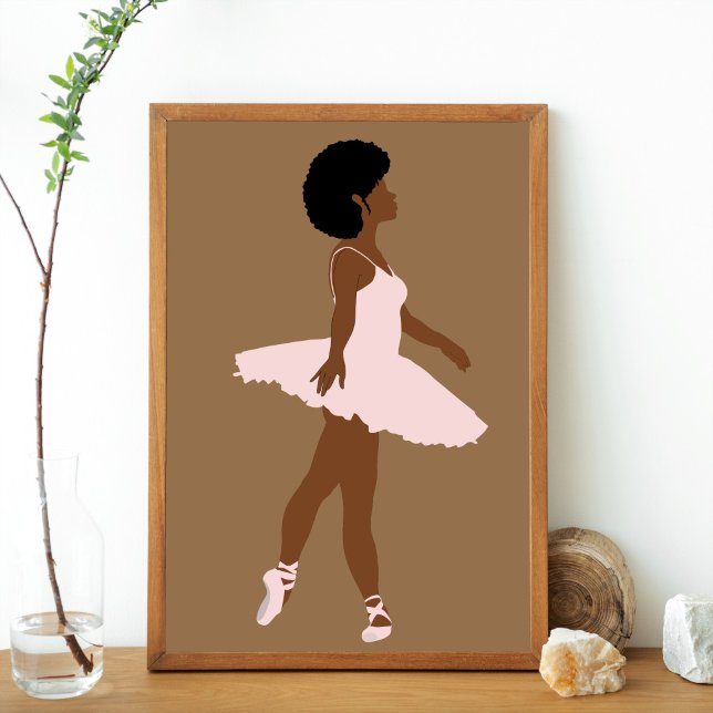 Minimalist afro black ballerina modern illustrate poster (Creator Uploaded)