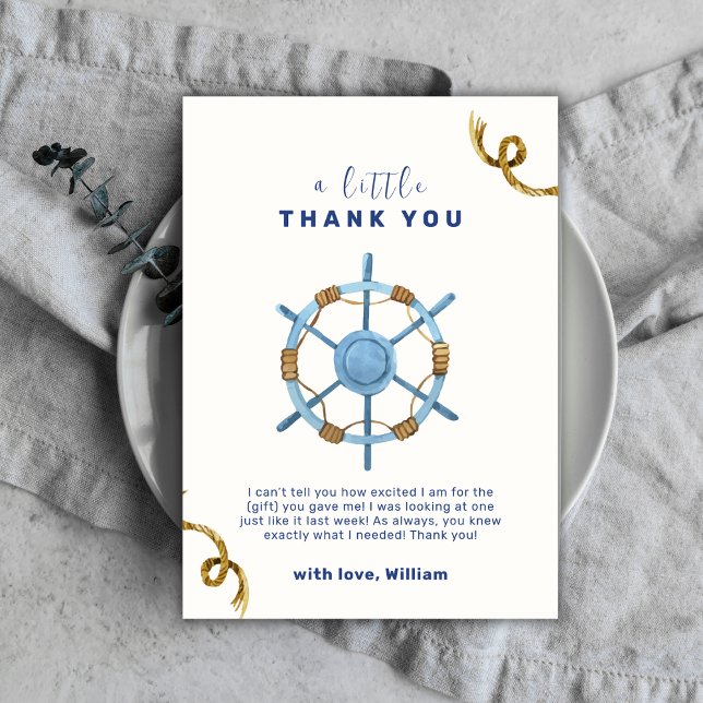 Minimalist Ahoy Nautical Boy Baby Shower Thank You Card (Minimalist Ahoy Nautical Boy Baby Shower Thank You Card)