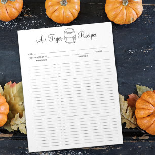 Minimalist Air Fryer Recipes Notepad
