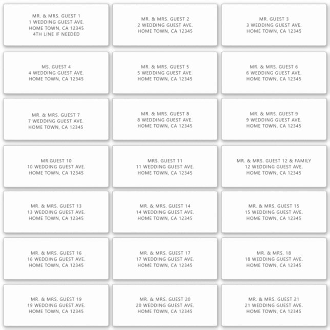 MINIMALIST ALL CAPS INDIVIDUAL ADDRESS LABELS (Front)