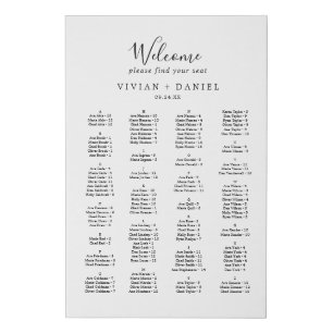 Minimalist Alphabetical Seating Chart Faux Canvas Print