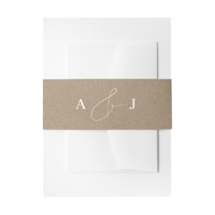 Minimalist Ampersand Monogram Wedding Faux Kraft Invitation Belly Band