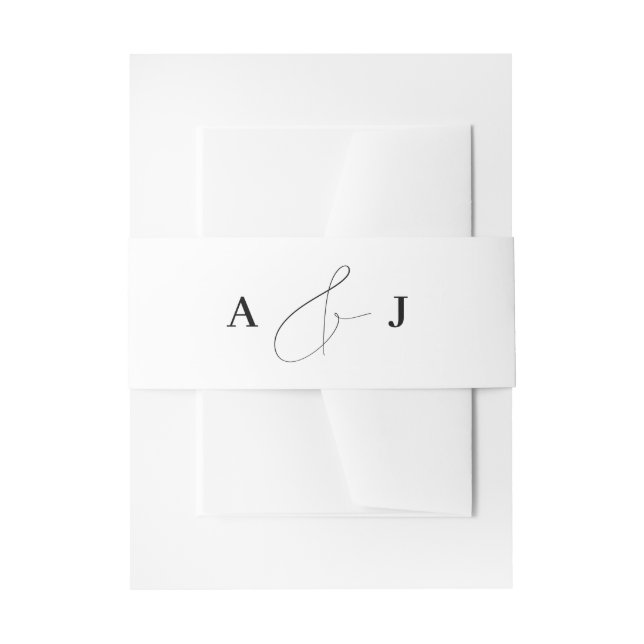 Minimalist Ampersand Monogram Wedding White Invitation Belly Band (Front Example)