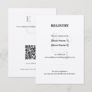Minimalist Ampersand Wedding | Registry | QR Code Enclosure Card