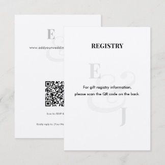 Minimalist Ampersand Wedding | Registry | QR Code Enclosure Card