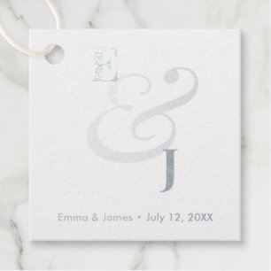 Minimalist Ampersand Wedding Thank You Text Silver Favour Tags