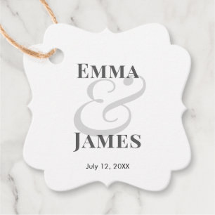 Minimalist Ampersand Wedding   with Names & Date } Favour Tags