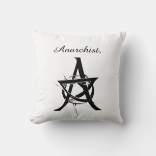 Minimalist Anarchy Symbol – Black & White Logo Cushion