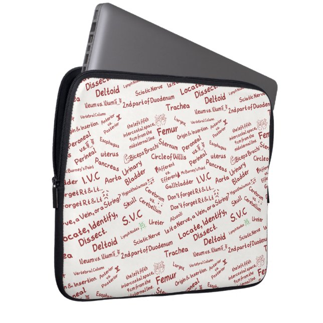 Minimalist Anatomy Doodle Pattern Laptop Sleeve (Front Right)