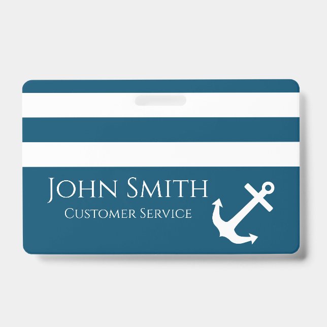 Minimalist Anchor & Stripes Nautical ID Badge (Front)