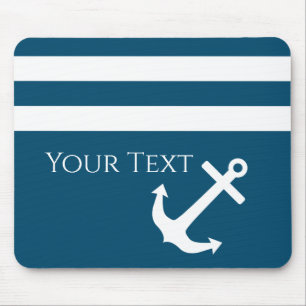 Minimalist Anchor & Stripes Nautical Mouse Mat