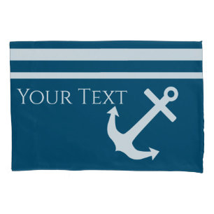 Minimalist Anchor & Stripes Nautical Pillowcase