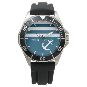 Minimalist Anchor & Stripes Nautical Watch