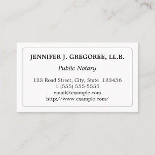 Minimalist and Basic Public Notary Business Card