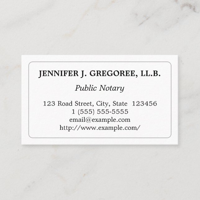 Minimalist and Basic Public Notary Business Card (Front)