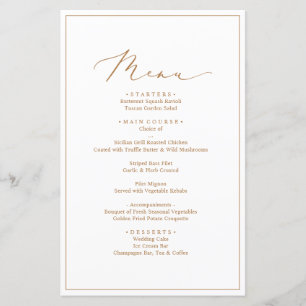 Minimalist and Chic Wedding Dinner Menus