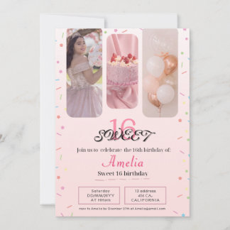 Minimalist and cuties sweet 16 Invitation
