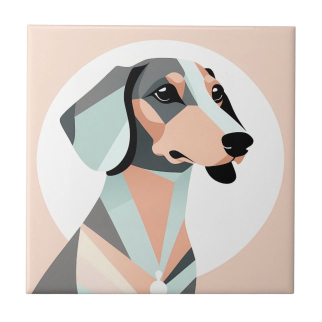 Minimalist and elegant geometric dachshund tile (Front)