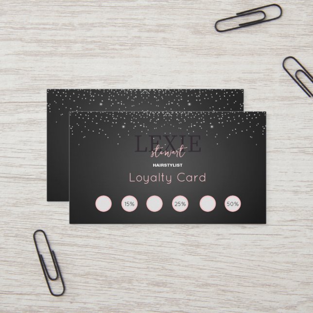 Minimalist and Elegant Hair Stylist Loyalty Business Card (Front/Back In Situ)