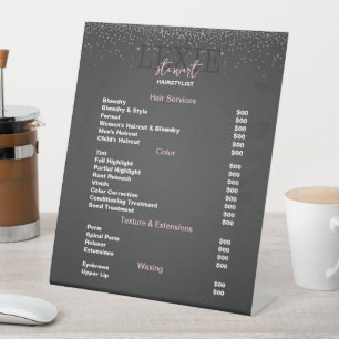 Minimalist and Elegant Hair Stylist Price List Pedestal Sign