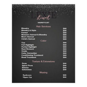 Minimalist and Elegant Hair Stylist Price List  Poster