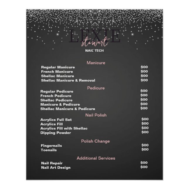 Minimalist and Elegant Nail Tech Price List Poster (Front)