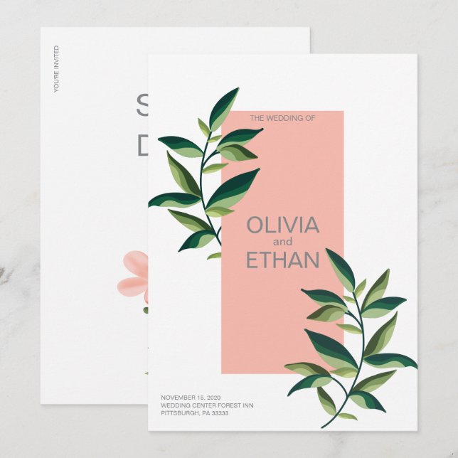 Minimalist and Elegant Wedding Invitation Template (Front/Back)