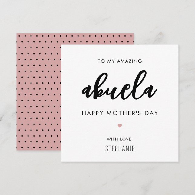 Minimalist and Modern Abuela Grandma Mother's Day Card (Front/Back)