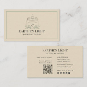 Minimalist and Modern Candle Botanical QR Code Business Card