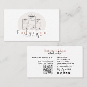 Minimalist and Modern Candle Botanical QR Code Business Card