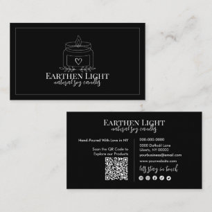 Minimalist and Modern Candle Botanical QR Code Business Card