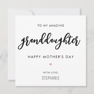 Minimalist and Modern Granddaughter Mother's Day Card