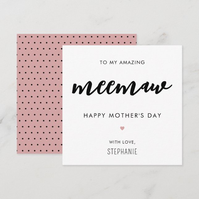 Minimalist and Modern Meemaw Grandma Mother's Day Card (Front/Back)