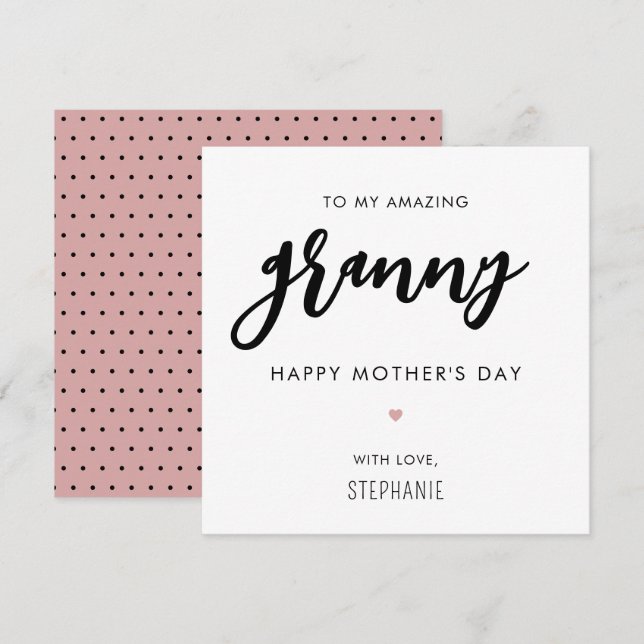 Minimalist and Modern Nanny Granny Mother's Day Card (Front/Back)
