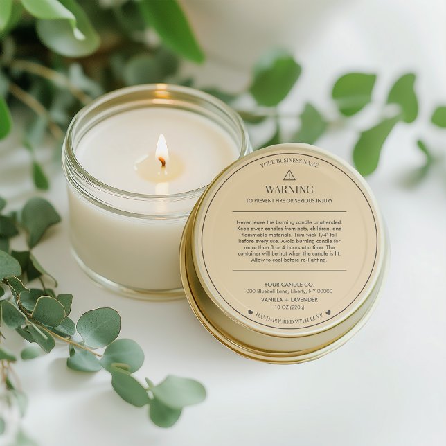 Minimalist and Modern Simple Candle Safety Label (Creator Uploaded)