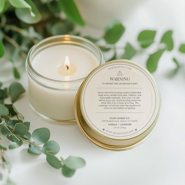 Minimalist and Modern Simple Candle Safety Label (Creator Uploaded)
