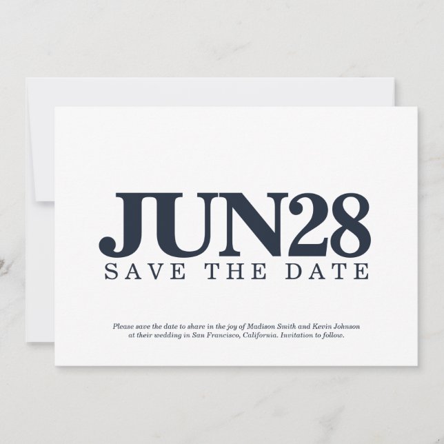 Minimalist and Modern Typography Save The Date (Front)