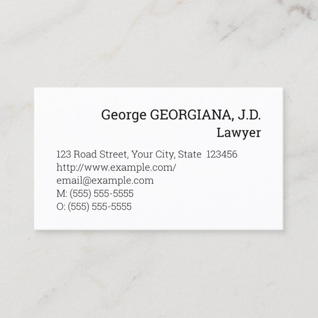 Minimalist and Plain Lawyer Business Card (Front)