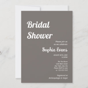 Minimalist and Simple Dark Silver Bridal Shower Invitation