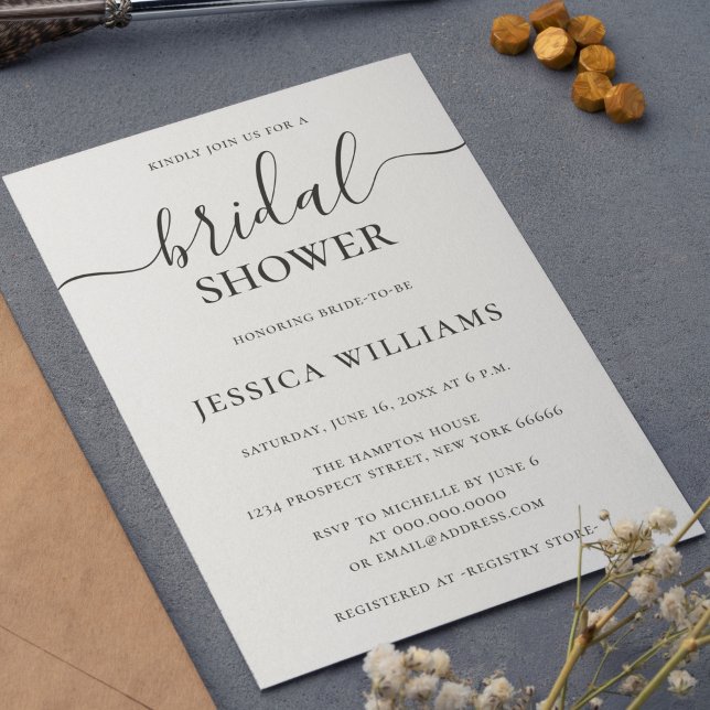 Minimalist and Simple Elegant Script Bridal Shower Invitation (Creator Uploaded)