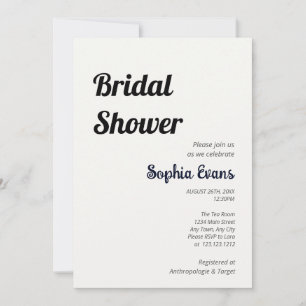 Minimalist and Simple Off White Bridal Shower Invitation