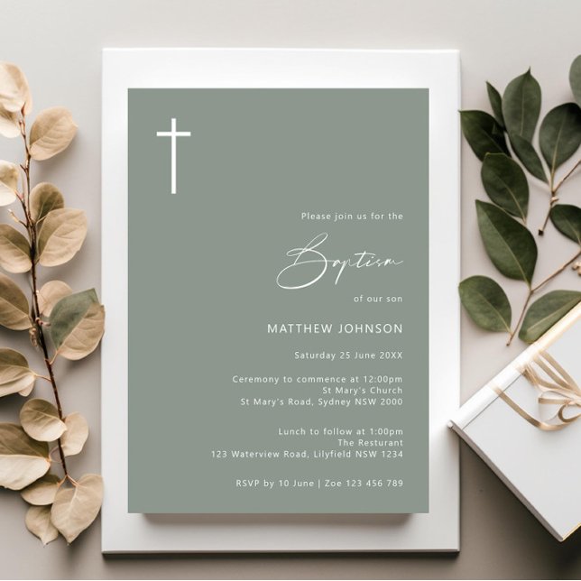 Minimalist and simple photo baptism christening invitation (Creator Uploaded)