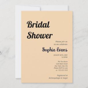 Minimalist and Simple Sand Brown Bridal Shower Invitation