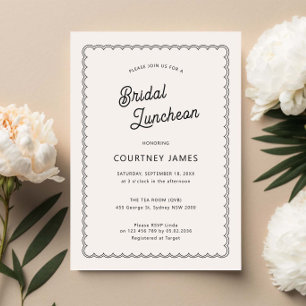 Minimalist and simple scalloped Bridal Luncheon Invitation