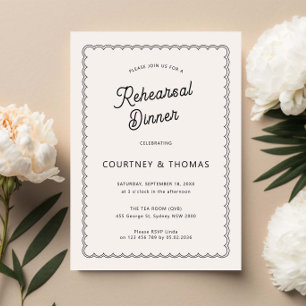 Minimalist and simple scalloped rehearsal dinner invitation