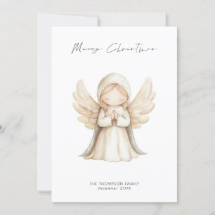 Minimalist Angel Script Merry Christmas Holiday Card